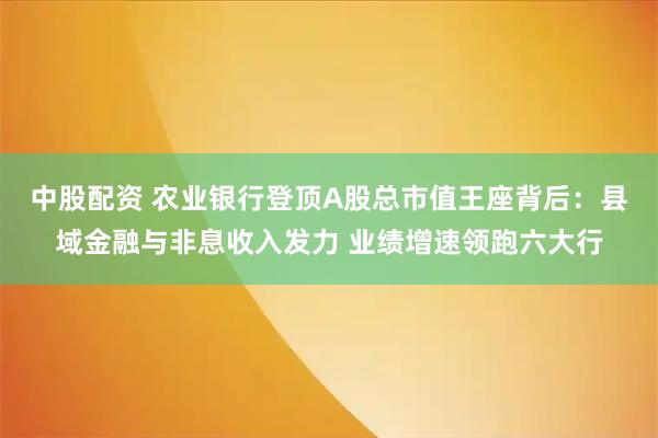 中股配资 农业银行登顶A股总市值王座背后：县域金融与非息收入发力 业绩增速领跑六大行