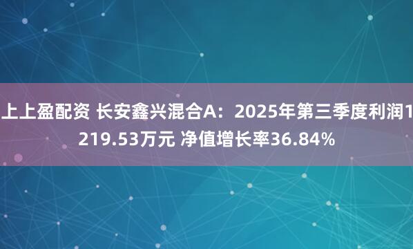 上上盈配资 长安鑫兴混合A：2025年第三季度利润1219.53万元 净值增长率36.84%