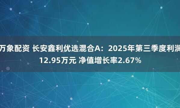 万象配资 长安鑫利优选混合A：2025年第三季度利润12.95万元 净值增长率2.67%